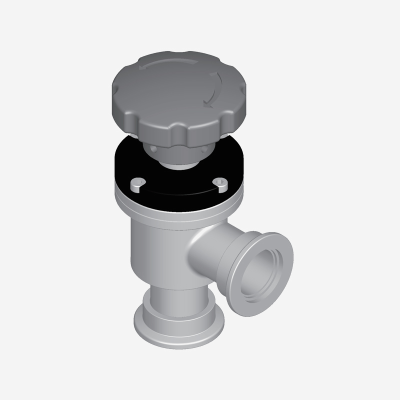 Vacuum Angle Valve, KF Flange, Manual Operation with Bellows