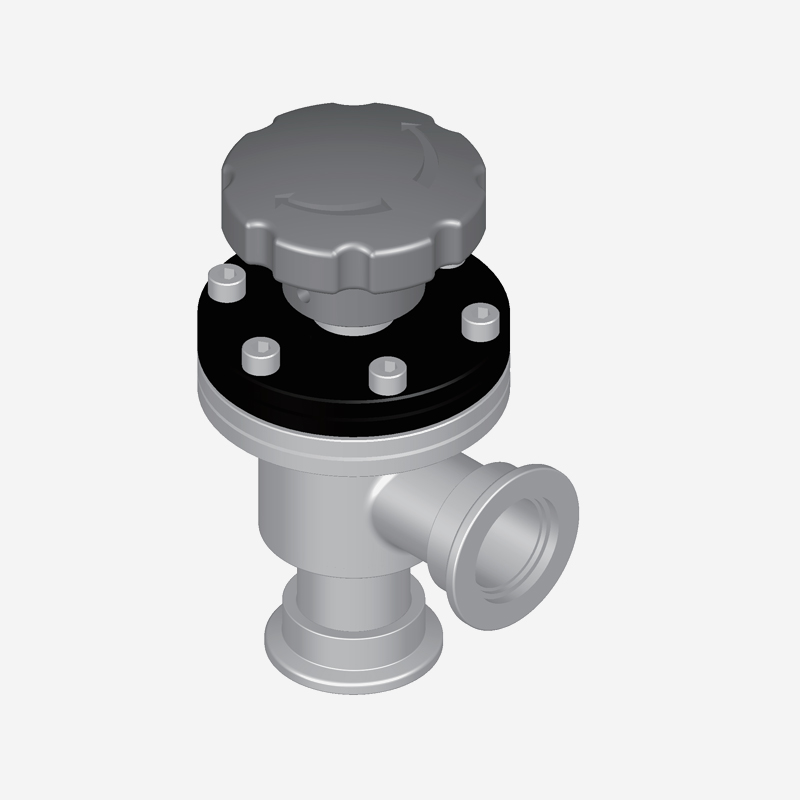 Vacuum Angle Valve, KF Flange, Manual, Copper Seal with Bellows