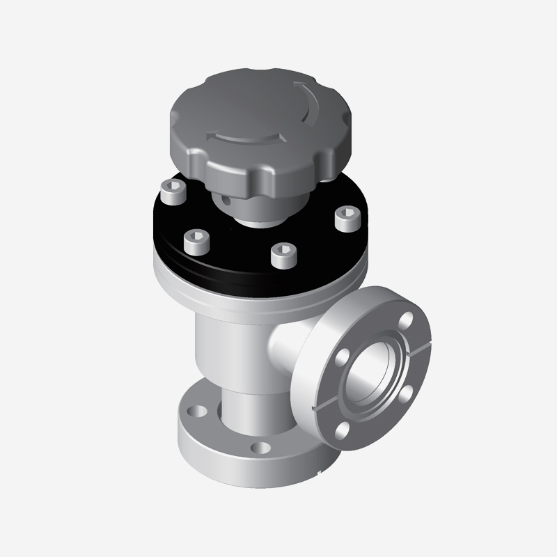 Vacuum Angle Valve, CF Flange, Manual, Copper Seal with Bellows