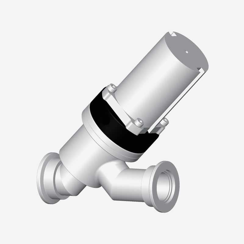 Y-Type Valve, KF Flange, Single Acting, Pneumatic Open Spring Close, Pneumatic Actuator with Bellows and Reed Sensor