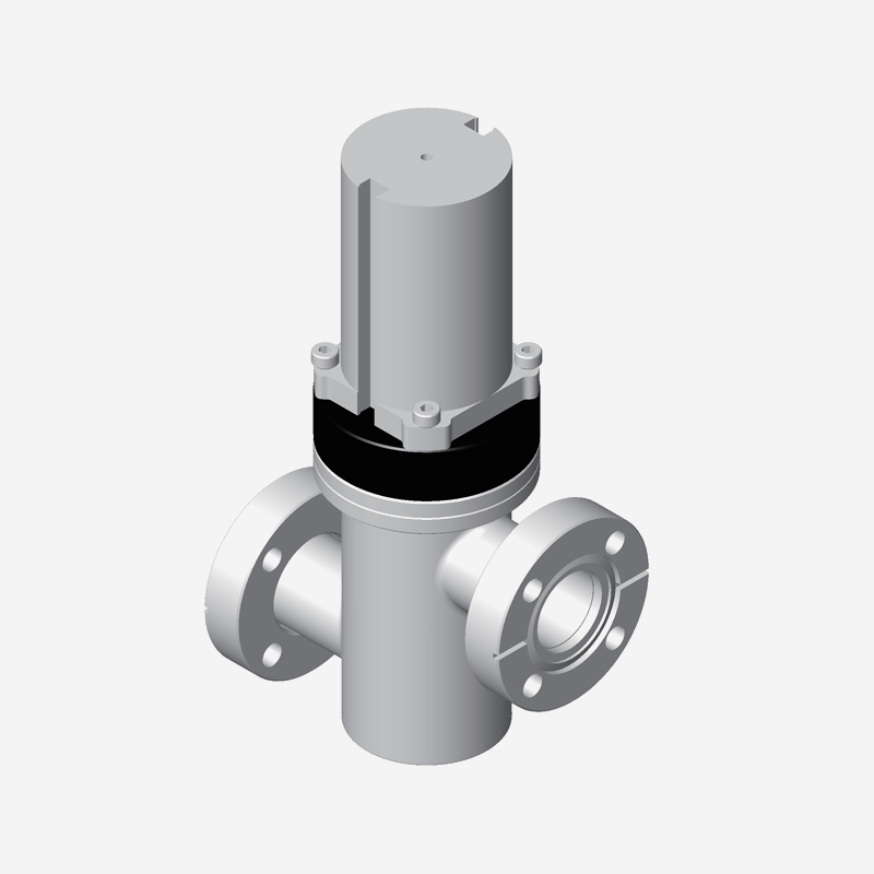 Z-Type Valve, CF Flange, Single Acting, Pneumatic Open Spring Close, Pneumatic Actuator with Bellows and Reed Sensor