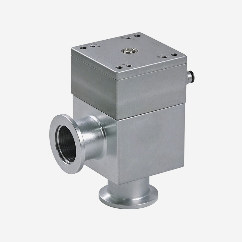 High Vacuum Pneumatic Aluminum Angle Valve, Single Acting Normally Closed, Without Bellows Seal