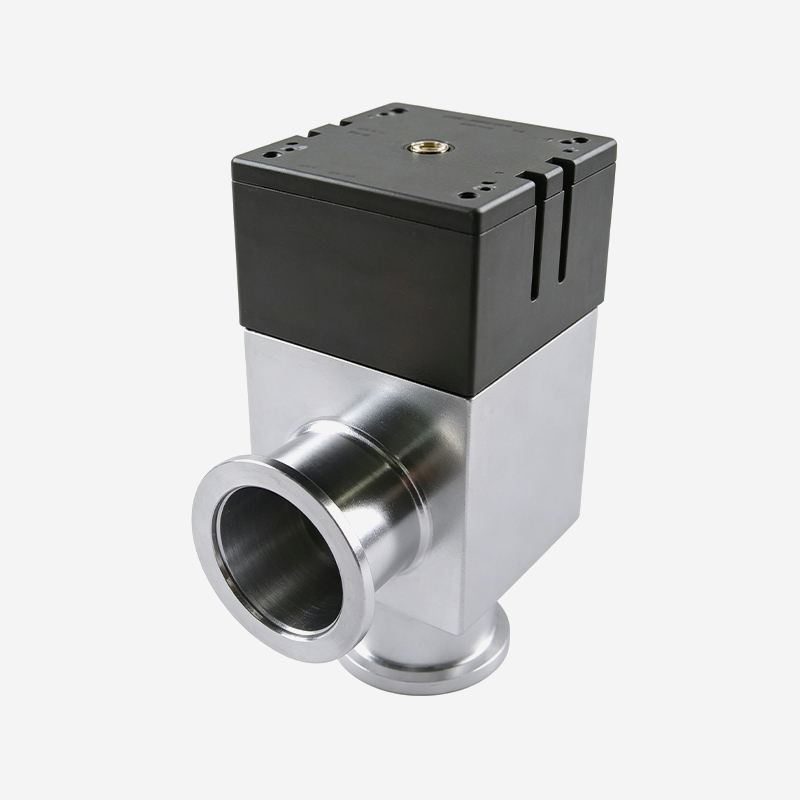 High Vacuum Pneumatic Aluminum Angle Valve, Single Acting Normally Closed, Without Formed Bellows Seal, with Reed Sensor