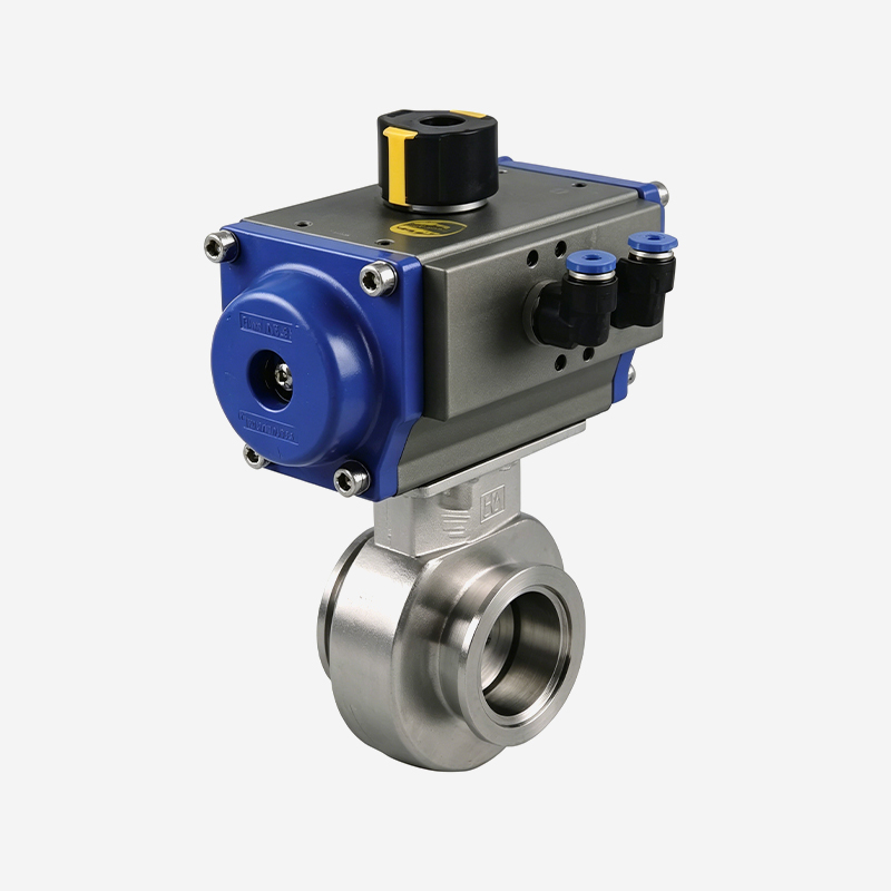 ISO-KF Type Butterfly Valve, Pneumatic Open & Pneumatic Close, with Pneumatic Actuator